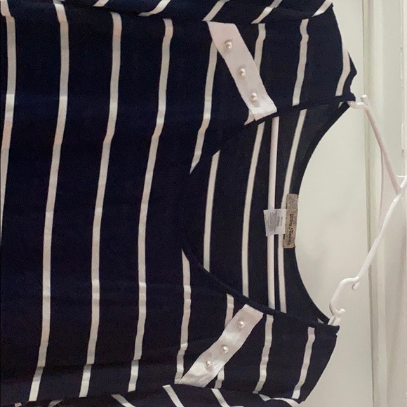 Navy Blue and White Striped Top - Picture 2 of 3